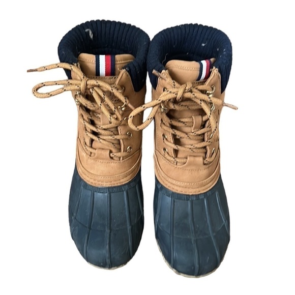 Tommy Hilfiger Navy and Brown Duck Boots Size 7 - Picture 1 of 11
